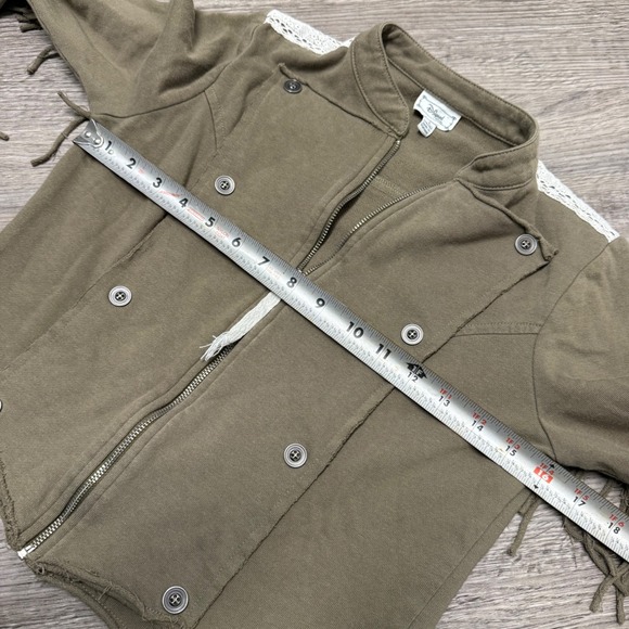D-Signed Disney Girls Olive Green Fringe Military Jacket Lace Trim Size L 14/16 - Picture 4 of 8